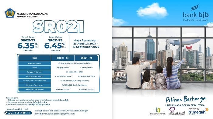 bank bjb Tawarkan SBN Ritel Seri SR021 Dengan Kupon Investasi Hingga 6,45%.