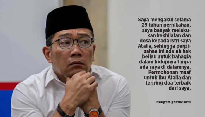 Ridwan Kamil Minta Maaf kepada Atalia Praratya Lewat Instagram, Akui Kekhilafan